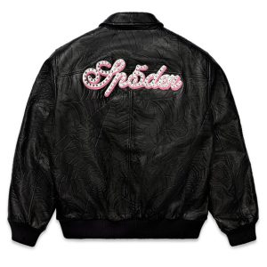 Black Leather Sp5der Jacket